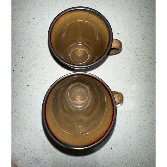 Sango Coffee Mugs Omega Cocoa Brown 4661 Set of 2 Pair Artisan Tea Espresso Cups - Picture 3 of 8